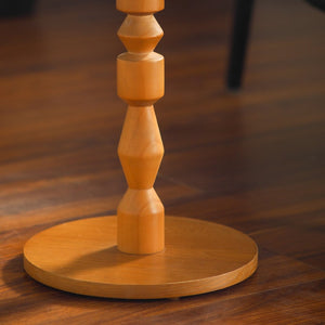 English Elm Round Oak Spindle Leg Accent Table Mid-century Minimalist Style for Living Room W3081P447609