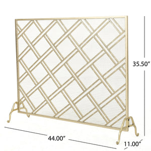 English Elm Christopher Knight Home® - FIRE Iron Fireplace Screen with Durable Mesh Guard and Stable Frame for Safety and Classic Hearth Appeal Gold 61129.00GLD