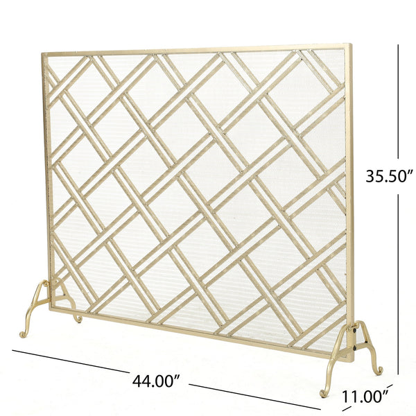 English Elm Christopher Knight Home® - FIRE Iron Fireplace Screen with Durable Mesh Guard and Stable Frame for Safety and Classic Hearth Appeal Gold 61129.00GLD