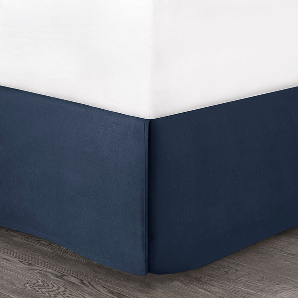 JLA Home Madison Park - 7 Seersucker Comforter Set with Embroidered Tufted Pillows & Bedskirt, Hypoallergenic, Machine Washable Navy MP10-7129