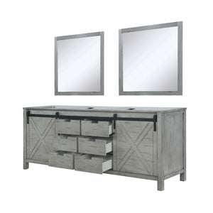 English Elm Ash Grey Double Bath Vanity With Mirrors - 84" Width, Ample Storage & Modern Design For Elegance B2731S00578