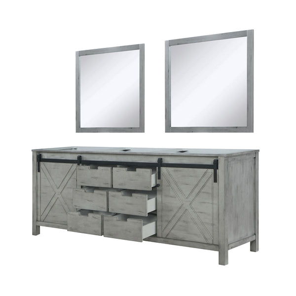 English Elm Ash Grey Double Bath Vanity With Mirrors - 84" Width, Ample Storage & Modern Design For Elegance B2731S00578