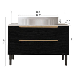 English Elm 36 Inch Floating or Freestanding Bathroom Vanity with Ceramic Sink and Soft Close Drawers W3136S00032