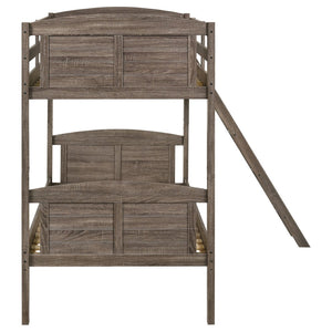 English Elm Wiley Rustic Weathered Brown Twin-Over-Twin Bunk Bed With Ladder – Perfect For Kids' Rooms! B062S00982-GIGA