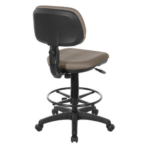 OSP Home Furnishings Sculptured Ergonomic Drafting Chair with Pneumatic Lift Footrest and Chrome Nylon Base DC517-294