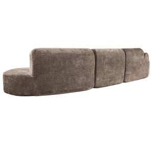 English Elm 140" Curved Sectional Sofa Plush Lamb Wool Upholstery 3 Piece Modular Living Room Set Brown N767P384981R