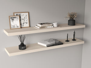 English Elm Ecco 47" Floating Shelves Set of 2 White Oak — Sleek Matte Finish, Hidden Brackets, Sturdy Storage and Display B070P368047