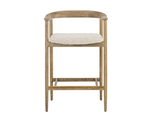 Sunpan Jeremy Counter Stool – Sleek Mid-Century Design in Acacia Wood with Unique Natural Textures and Character Weathered Oak / Dove Cream