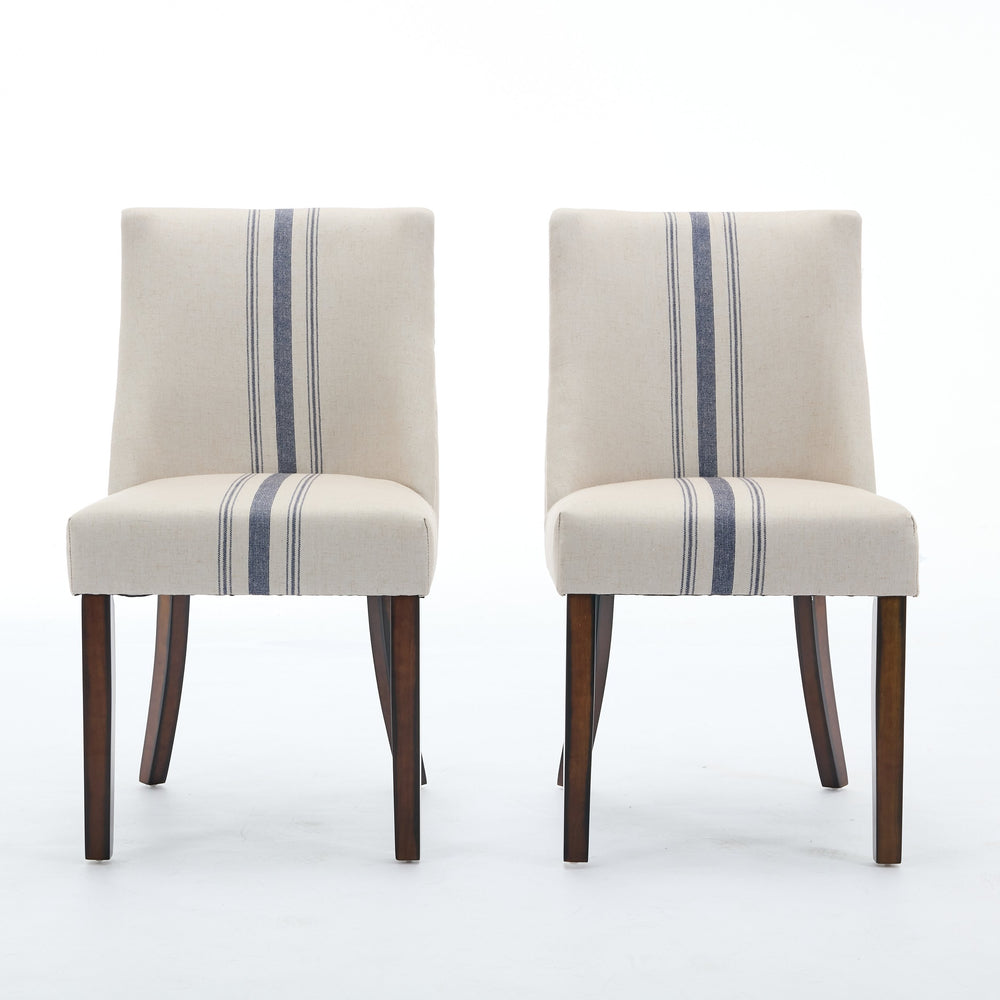 English Elm Christopher Knight Home® - DINING Chair Set of 2 Beige Upholstered Fabric Seats with Nailhead Trim, Rubberwood Tapered Legs, Cozy Elegance 74332.00
