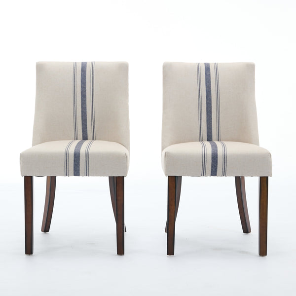 English Elm Christopher Knight Home® - DINING Chair Set of 2 Beige Upholstered Fabric Seats with Nailhead Trim, Rubberwood Tapered Legs, Cozy Elegance 74332.00