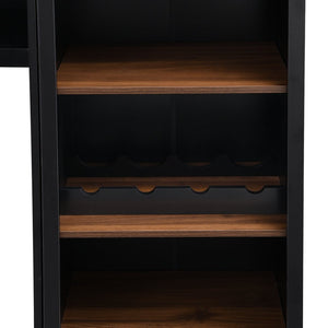 English Elm Farmhouse Mid-century Entertainment Center Walnut Black with Wine Rack for Living Room N721S000046B-2