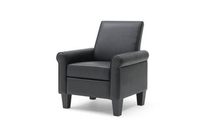 English Elm Vineland Tall Back Club Chair Faux Leather Accent Seat with Rolled Arms for Living Room B078P497921
