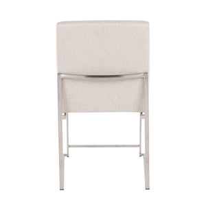 English Elm High Back Fuji Dining Chairs Set Of 2 - Contemporary Beige Fabric With Brushed Steel Frame For Style B202P223556