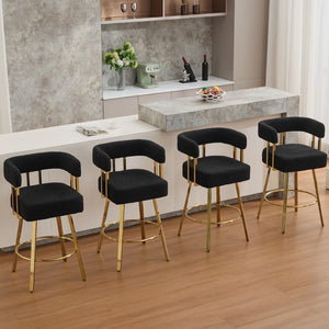 English Elm Ts Teddy Fleece Accent Chair Set of Two with Gold Square Legs for Glam Modern Spaces Black+Gold W2311P412749