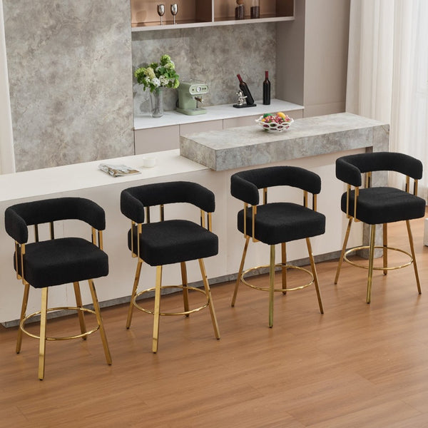 English Elm Ts Teddy Fleece Accent Chair Set of Two with Gold Square Legs for Glam Modern Spaces Black+Gold W2311P412749