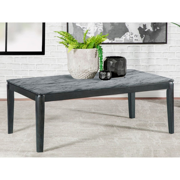 English Elm Vinnie Grey Faux Marble End Table With Bold Black Accents – Chic Modern Design For Any Space B062P333451-GIGA