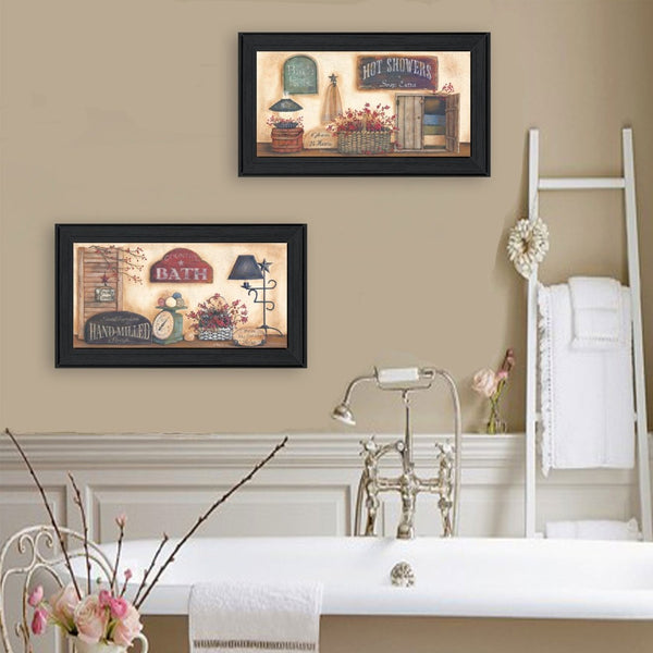 English Elm "bath Collection" Pam Britton Two Piece Framed Wall Art with Matte Black Wood Frame B06787777