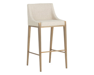 Sunpan DIONNE Barstool - Modern Design with Antique Brass Legs for Stylish Dining and Bar Areas Oatmeal 112415