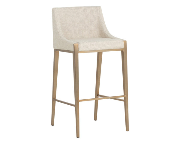 Sunpan DIONNE Barstool - Modern Design with Antique Brass Legs for Stylish Dining and Bar Areas Oatmeal 112415