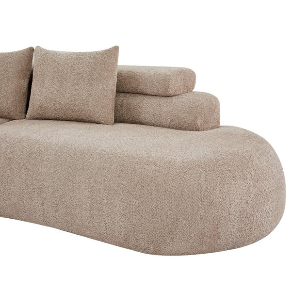 English Elm 122" Curved Modular Sectional Sofa Cloud Fill Polyester Upholstered Living Room Seating Almond N771P396326V_N771P396327V