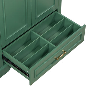 English Elm 30" Modern Bathroom Vanity with Ceramic Sink, Soft-Close Doors, Divided Drawer & Dual Door Shelves Green N729P321376F