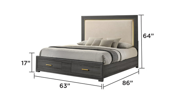 English Elm Colorado Queen Bedroom Set with Led Upholstered Headboard Wood Frame 5 Piece B009S02322