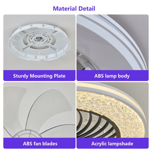 English Elm 23 Inch Bladeless Flush Mount Ceiling Fan Rgb Light Ring Copper Motor Low Profile W1340P461541