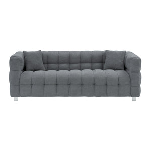 English Elm Grey 80" Teddy Fleece Sofa—3-Seat Solid Wood Frame, Silver Metal Legs, 2 Throw Pillows, 500lb Capacity W1278141700