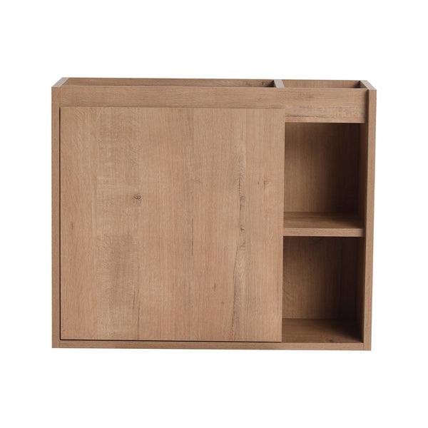 English Elm 24'' 24" Wall-Mounted Bathroom Vanity with Glossy White Ceramic Sink, Soft-Close Door & Scratch-Resistant Finish W999P310766
