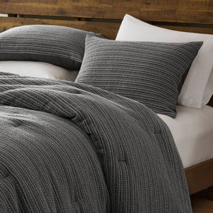 English Elm 3PCS Waffle Washed Comforter Set Full/Queen with Breathable 100% Cotton Face and Plush 270G Fill Charcoal 23 L x 21 W x 12 H B035P341106