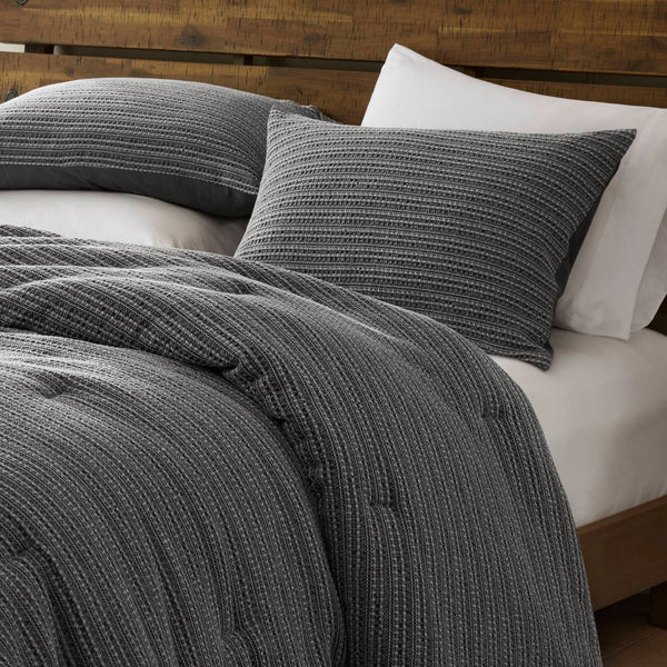 English Elm 3PCS Waffle Washed Comforter Set Full/Queen with Breathable 100% Cotton Face and Plush 270G Fill Charcoal 23 L x 21 W x 12 H B035P341106