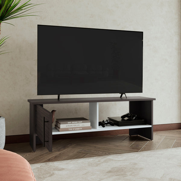 English Elm Navia 47" Wide TV Stand with Cabinet & Open Shelf, Cable Management, Durable MDF, Fits TVs to 54" B200P286960