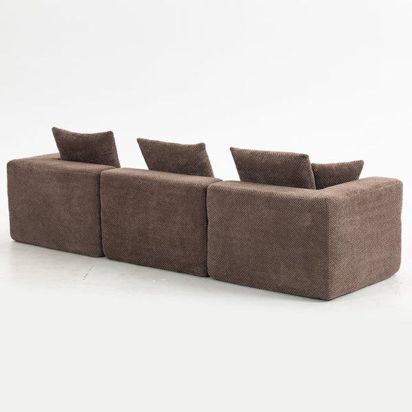 English Elm Modular Low Profile Sectional Sofa Plush Chenille Upholstery for Cozy Living Rooms Brown W3326S00030