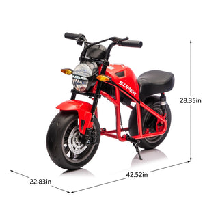 English Elm 24v300w Kids Electric Muscle Motorcycle with Dual Suspension Wide Eva Tires and Twist Throttle Red W1578P382503