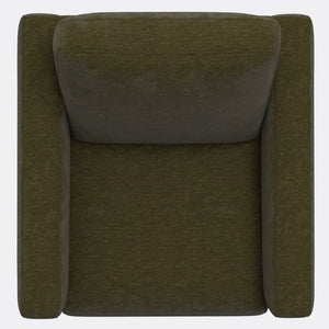 English Elm Green Olive Upholstered Accent Chair with Tapered Metal Legs for Mid-century Living Rooms B2709P486926