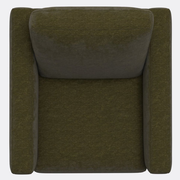 English Elm Green Olive Upholstered Accent Chair with Tapered Metal Legs for Mid-century Living Rooms B2709P486926