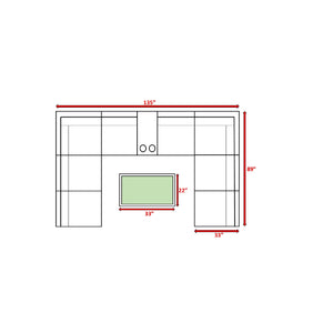 English Elm Fully Assembled 6-Seat Wicker Sectional Set With Cushions, Coffee Table & Weather-Resistant Design B120S00194