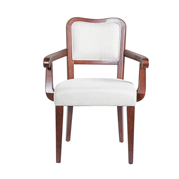 English Elm Walnut Upholstered Dining Chairs Set Of 2 – Elegant Beige Armchairs With Solid Hardwood Frame & Comfort N842P319126D-GIGA