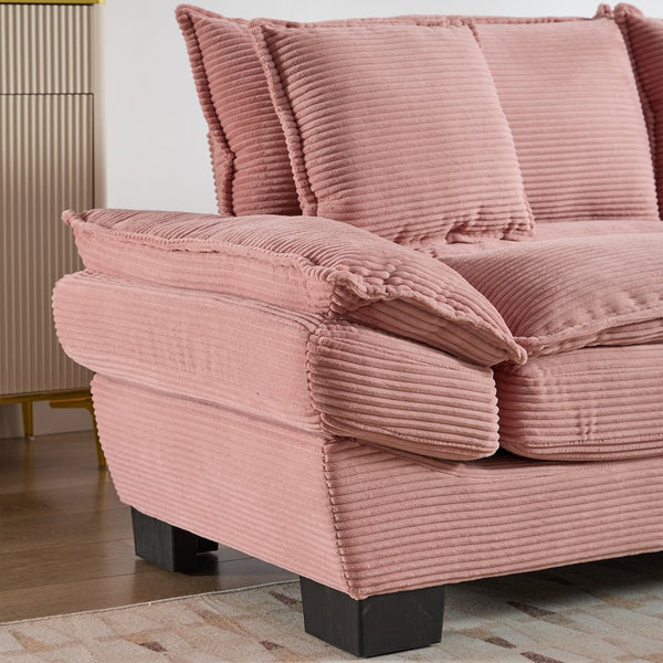 English Elm Corduroy Modern Sofa Sleeper Loveseat with Double-Layer Cushions, Two Pillows, Sturdy Frame 84" Pink W676P227339