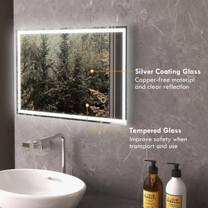 English Elm HOMCOM LED Bathroom Mirror with Touch Dimmer, 3 Color Temps, Anti-Fog Memory, IP44 Silver W2225P173992