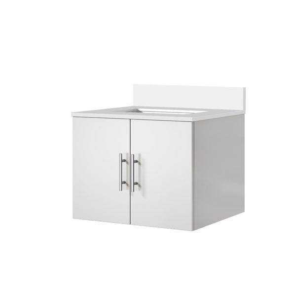 English Elm Geneva Glossy White Bath Vanity with Cultured Marble Top for Powder Room B2731P258570
