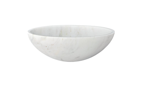 English Elm White Natural Marble Vessel Sink - Semi-Polished Elegance For Modern Bathrooms, 15.7" Diameter W1696P333277-GIGA