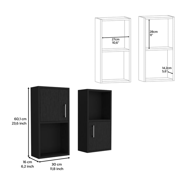 English Elm Wall Mounted Bathroom Medicine Cabinet Eak 24" H Black – Compact 4-Shelf Engineered Wood Storage, Sleek Design B097P199746