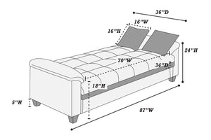 English Elm Modern Adjustable Sofa with USB Port, Gray Microfiber Futon w/ Hidden Storage, Tufted Cube Design B011P381505