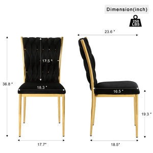 English Elm Modern Velvet Upholstered Dining Chairs Set of 2 with Electroplated Legs for Kitchen Black W210P301579