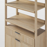 Holmes Modern Wide Bookcase with Two Reeded Drawers Coastal Oak WEHOL41OS3CO0 Walker Edison