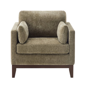 English Elm Chalco Mid-century Accent Chair Walnut Legs Polyester Upholstery Deep Foam Cushions Green B050P429147