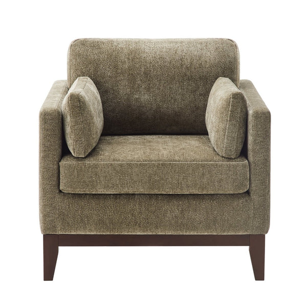 English Elm Chalco Mid-century Accent Chair Walnut Legs Polyester Upholstery Deep Foam Cushions Green B050P429147