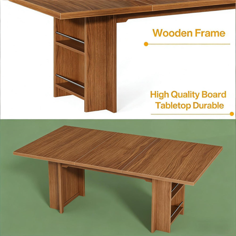 English Elm Practical Geometric Console Table with Matte Black Wood Grain Finish for Entryway or Sofa T3971P453336