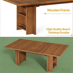 English Elm Practical Geometric Console Table with Matte Black Wood Grain Finish for Entryway or Sofa T3971P453336